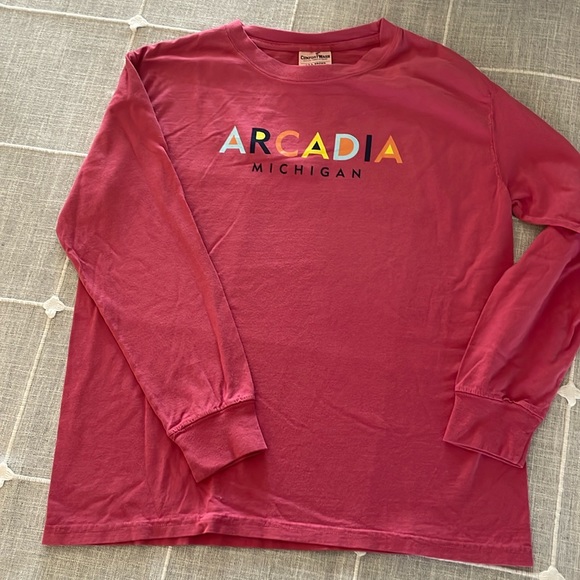 Comfort Wash Youth Long Sleeve Pullover Tee Shirt w Arcadia Michigan NWT - Picture 1 of 5